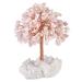 Kyeygwo rose quartz healing crystal money tree on natural mountain crystal druse rodstein base feng shui bonsai tree stone luck tree figure gemstone tree ornament house decor