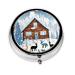 Winter Fawnround Pill Box 3 Compartment Round Pill Box Organizer * Portable Travel Pill Box for Traveling.