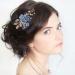Dervivea Bridal Leaf Flower Hair Comb Pearl Wedding Hair Combs Blue Flower Side Comb Rhinestone Crystal Headpiece Decorative Hair Accessories For Women And Girls Headdress (Blue flower) - Buy Online on GoSupps.com