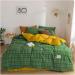 Plaid Bedding Set Green Double Sheet Duvet Cover Pillowcase Queen Size Sheet Soft (9 4pcs 180x220cm) - Buy Online on GoSupps.com