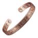 Copper Bracelets for Women 6.5inch Pure Copper Retro Flower Adjustable Magnetic Bracelet Fashion Healthy Copper Jewelry (0005AB)