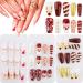72pcs Christmas False Nails Short Coffin Press on Nails Ballerina Fake Nails with Glue Stickers Snowflake Elk Santa Full Cover Stick on Nails for Women (Red Gold Pink)