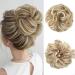 Jjstar hair part with rubber band big bun hair part blond curled hair tie with hair updos hair extension messy bun hair parts for women girl ponytail (dirty blonde)