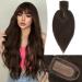 Ruwiss real hair hair topper for women crown topers with pony short wigs hair parts for thin hair 7.5 * 13cm silk base 100% real human hair clip in topper 35 cm 45g (dark brown) 35cm (with pony) dark brown