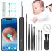 Ear Wax Removal - Ear Wax Removal Tool Camera with 1296P HD Camera and 6 LED Lights Waterproof Ear Cleaner kit with 6 Replaceable Silicone Ear Spoon (Black)