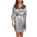 BESDEL Women's Satin Silk Bathrobe XXL Dark Gray - Short Kimono Robe for Bridesmaids - Buy Online on GoSupps.com