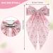Andibro Pink French Bow Hair Clip Flower Pattern Ribbon Bow Hairpins Long Tail Big Bow Barrettes Soft Silky Satin Hairclips 90's Aesthetic Hair Accessories Decor with Metal Clip for Women - Buy Online on GoSupps.com
