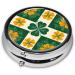 Symmetrical Floral Pattern Portable Metal Pill Box - Round Mini 3-Compartment Design for Small Pills Travel Essential - Black - Buy Online on GoSupps.com
