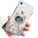Rnrieyta bear bear astronaut stand case glitter for iPhone 6s/6 cute girls thin crystal protective cover bling transparent case bumper with astronaut holder kickstand transparent iPhone 6s/6 transparent
