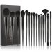 Docolor Makeup Brushes 15 Pieces Professional Makeup Brushes Set Premium Synthetic Hair Kabuki Face Blush Eyeshadow Eyeliner Foundation Powder Cosmetic Make Up Brushes Kit Black Obsidian Series Black-15 Pieces