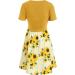Ronony Ladies Fly Blouse Print Dress - Elegant Summer V-Neck Waist Dress - Medium-Long Beach Dress in Yellow (XL) - Loose & Leisurely - Buy Online on GoSupps.com