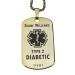 Custom Engraved Diabetes Diabetic Medical Alert Tag Pendant Necklace in Gold or Silver (Gold) - Free Personalization