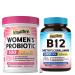 Probiotics for Women 100 Billion CFU 30 Vegan Capsules & Vitamin B12 Sublingual 5000 mcg 90 Fast Dissolve Mini Tablets
