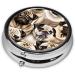 Imagen De Pug Printed Mini Round Pill Box - 3 Compartment Portable Pill Organizer for Travel Home & Office - Buy Online on GoSupps.com