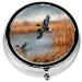 Hunting Flying Wild Duck Round Pill Box - 3 Compartment Mini Portable Travel Medicine Organizer - Decorative Pocket Purse for Tablets & Vitamins - Buy Online on GoSupps.com