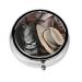 Cowboy Black Hat Western Bootsround Pill Box 3 Compartment Round Pill Box Organizer Portable Travel Pill Box for Traveling.