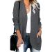 Autumn And Winter Women's Casual Fashion V-neck Solid Color Loose Long Sleeve Pockets Cardigan Cardigan Women XL Dark Grey