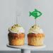 Fishing Cupcake Toppers Fish Cupcake Toppers Trammel/Fishing Net/Fishing Rod Sign Dessert Picks Fisher Fisherman Birthday Party Decoration - Green & Gold Glitter - Buy Online on GoSupps.com