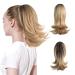 CJL HAIR Clip in Ponytail Extension 12 Inch Curly Ponytail Hair Extensions Synthetic Fake Short Hair Pony Tail Extension Hairpieces for Women Girls (Light Sandy Blonde with Dark Root) 12 inch Light Sandy Blonde with Dark Root