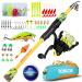 Soougayilang Children's Angelrod portable telescopic fishing rod and roll with a spinning fishing tackle bag bait for young people girls and boys travel children's fishing rod Yellow