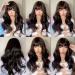 FAELBATY Long Brown Curly Wave Wig with Bangs - 26 Synthetic Cosplay Wig for Women - Buy Online on GoSupps.com