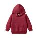 PATPAT Toddler Hoodie Boy Girl Hooded Sweatshirt Solid Color Textured with Pocket Pullover Hoodies for Toddler 1-2 Years Burgundy