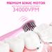 Kids Sonic Electric Toothbrush | Rechargeable Smart Toothbrush for Boys & Girls (Age 3-12) | 30s Reminder, 2 Mins Timer, 6 Modes | Includes 4 Brush Heads & Wall-Mounted Stand | Pink - 8650 - Buy Online on GoSupps.com