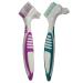 Gus Craft 2-Pack Denture Cleaning Brush Set- Premium Hygiene Denture Cleaner Set for Denture Care- Top Denture Cleanser Tool w/Multi-Layered Bristles & Ergonomic Rubber Handle (Green and Purple)