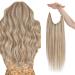 Popular Choice  Sunny Wire Hair Extensions Real Human Hair Blonde Fishing Line Hair Extensions Warm Ash Blonde Highlights Bleach Blonde Hair Extensions Hidden Wire Human Hair Extensions 18inch 80g 18 Inch 18 613
