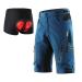 ARSUXEO Men's Cycling Shorts Loose Fit MTB Shorts Water-repellent Outdoor Sports Pants with 7 Pockets 1202 XXL Dark Blue with Padding