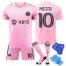 Peifoon football triko children/adult set no.10 home/away football jersey fast drying breathable football jersey with football t-shirt shorts socks shin atlies and fiber servlies 116-122 pink