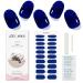 JMEOWIO Semi Cured Gel Nail Strips Royal Blue Gel Nail Stickers Nail Supplies Nail Art Design Decoration Accessories