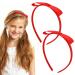 PAFUWEI 2 Piece Red Hair Bow Headband  Handmade Soft Cloth Red Ribbon Headband Fashionable Knot Hairband Hair Accessories for Girls and Women Ideal for Birthday Halloween Costume Party  Daily Decor