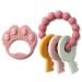 2 pieces pink bite ring teeth toys for babies baby bpa free silicone teeth toys set easy to hold baby chewing toys silicone baby bite blue bite for newborns
