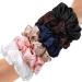 6-Pack Large Silk Scrunchies Set - Velvet & Satin Jumbo Elastic Hair Ties for Women and Girls - Variety of Colors (Champagne, White, Silver Grey, Pink, Red, Blue) - Buy Online on GoSupps.com