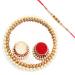 Ghasitaram Gifts Rakhi Gifts for Brothers Rakhi Gifts Rakhi Pooja Thalis- White Pearl Pooja Thali with Pearl Rakhi