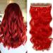 120G Hair Extensions One Piece Clip In Curly Hairpieces Wavy 5 Clips For Women Ladies Beauty (24" Inch/60CM Red)