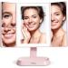 AMKE Makeup Mirror with Lights and Magnification  1X/5X/7X Magnification Trifold Makeup Mirror  Lighted Makeup Mirror  Smart Touch Screen  Portable Travel Make up Mirror  Women Gift (Pink)