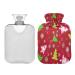 KCLDECI hot bottle with cover green Christmas tree 2 l hot water bottle hot water bag for foot warmer pain relief heat and cold therapy cramps