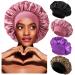 4 PCS Satin Bonnet for Sleeping Hair Bonnets for Black Women Hair Cap for Sleeping Bonnets for Teen Girls Bonet Pack B B-black rose Gold purple leopard