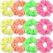 IVARYSS Neon Scrunchies for Hair 80s Premium Velvet Soft Hair Scrunchy Solid Colors Thick Elastic Bands Hair Accessories for Women and Girls 12 Pack
