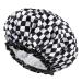 mikimini Shower Cap for Women  Reusable  Double Layers Waterproof Large Bathing Shower Hat with Soft Comfortable PEVA Lining  non-fading  Stretchy & Shower Cap for Long Hair X-Large Pack of 1 Checkerboard XL-1PC Checkerb...