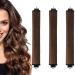 3PCS Sleep In Heatless Hair Curlers No Heat Curler Roller for Long Medium Hair Overnight Heatless Curls Curling Rod for Big Waves Soft Velvet Thick Flexi Rods with Hook (Brown)