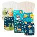 babygoal Reusable Cloth Diapers for Baby Boys, One Size Adjustable Washable Pocket Nappy Covers 6 Pack+ 6pcs Microfiber Inserts+4pcs Bamboo Inserts 6FB15 Chick,deer,dinasaur