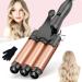 3 Barrels Hair Waver for Large Waver Curling Wand-25mm Curling Iron with PTC Ceramic Barrels Temperature Setting and Quick Heating with Heat-Resistant Glove - Rose Gold Style 1-rose Gold