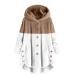 Hanxiulin fleece plush jacket fluffy warm zipper wool jacket women cardigan on both sides transition jacket casual fashion plush jacket windproof autumn coat women winter 4xl khaki