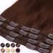 Real Remy Human Hair Extensions Clip In Extensions Human Hair Extension 8pcs 18clips 90g-40cm (#4 Medium Brown)