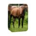 Travel Lipstick Organizer Case Lipstick Case Portable Makeup Bag With Mirror Brown Horse on the Grass N834v4mmag