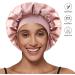 Satin Silk Hair Bonnet for Curly Hair | Adjustable Sleep Cap for Women | Double Layer | Pattern Design | Pink - Buy Online on GoSupps.com