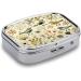 Shop Yellow Leaves Chicken Print Pill Box | 2 Compartment Portable Medicine Organizer | Decorative Metal Pill Case for Pocket & Purse - Buy Online on GoSupps.com